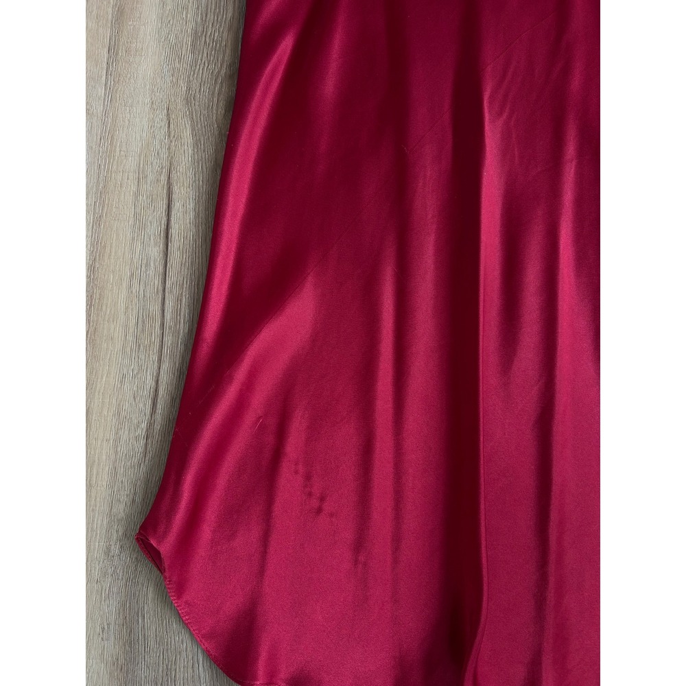 Vintage‎ 80s Burgundy Satin Lace Trim Slip babydoll Nightgown Chemise Dress - Picture 7 of 7